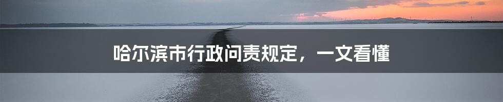 哈尔滨市行政问责规定，一文看懂