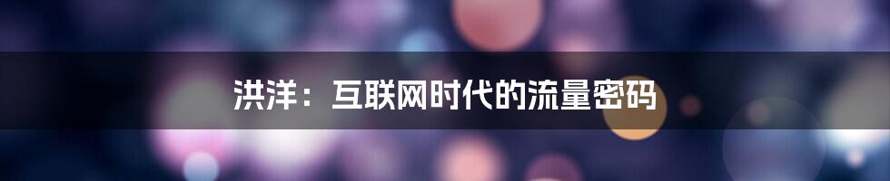 洪洋：互联网时代的流量密码