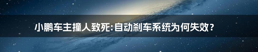 小鹏车主撞人致死:自动刹车系统为何失效？