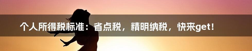 个人所得税标准：省点税，精明纳税，快来get！