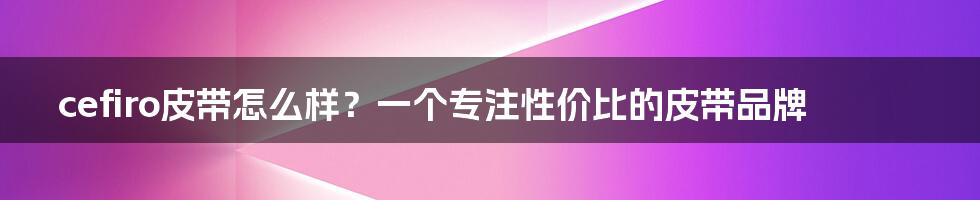 cefiro皮带怎么样？一个专注性价比的皮带品牌