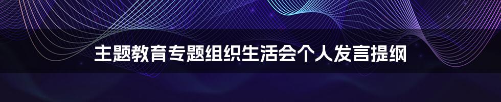 主题教育专题组织生活会个人发言提纲