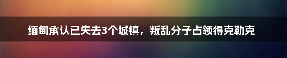 缅甸承认已失去3个城镇，叛乱分子占领得克勒克