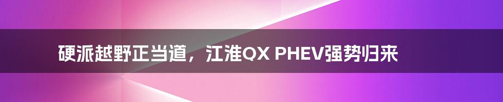 硬派越野正当道，江淮QX PHEV强势归来