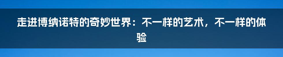 走进博纳诺特的奇妙世界：不一样的艺术，不一样的体验