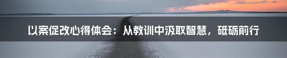 以案促改心得体会：从教训中汲取智慧，砥砺前行