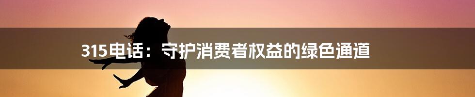 315电话：守护消费者权益的绿色通道