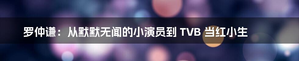 罗仲谦：从默默无闻的小演员到 TVB 当红小生