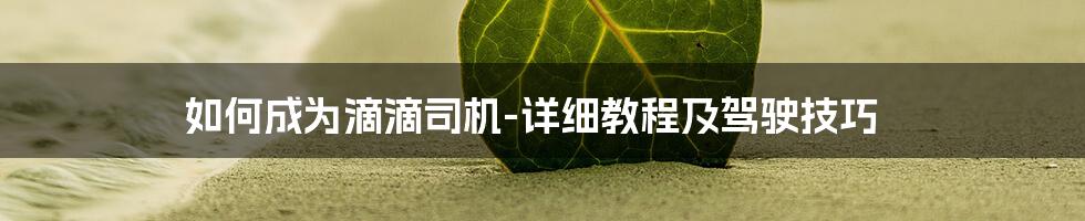 如何成为滴滴司机-详细教程及驾驶技巧