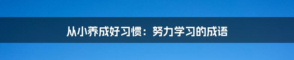 从小养成好习惯：努力学习的成语