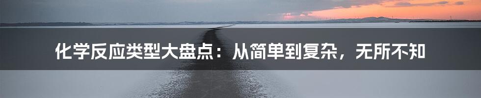 化学反应类型大盘点：从简单到复杂，无所不知