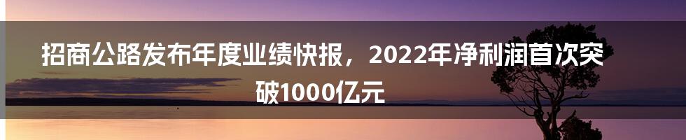 招商公路发布年度业绩快报，2022年净利润首次突破1000亿元