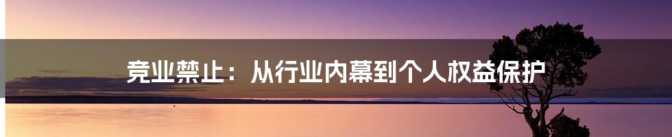 竞业禁止：从行业内幕到个人权益保护