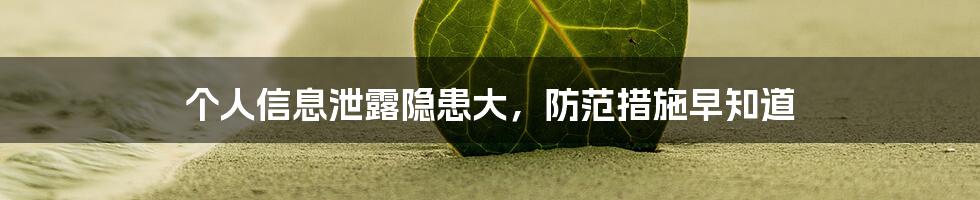 个人信息泄露隐患大，防范措施早知道