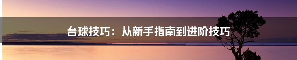 台球技巧：从新手指南到进阶技巧