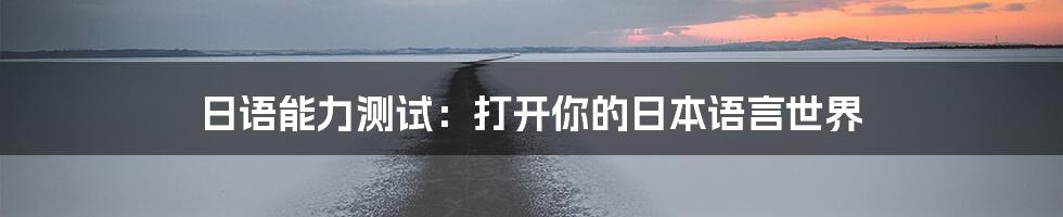 日语能力测试：打开你的日本语言世界