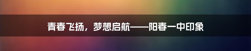 青春飞扬，梦想启航——阳春一中印象