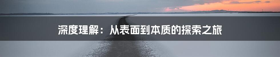 深度理解：从表面到本质的探索之旅