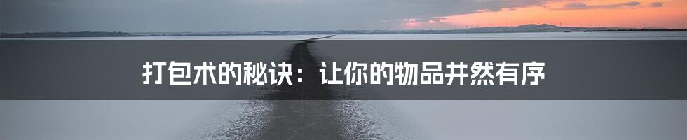 打包术的秘诀：让你的物品井然有序