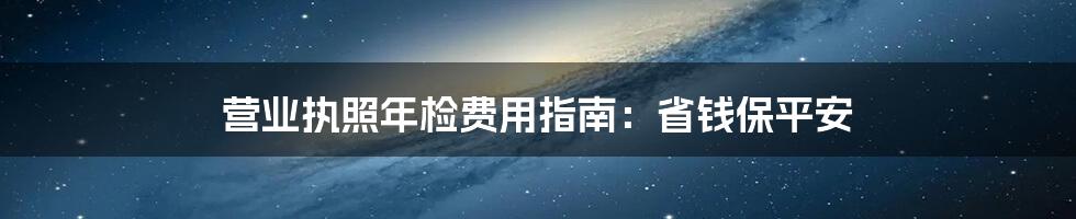 营业执照年检费用指南：省钱保平安