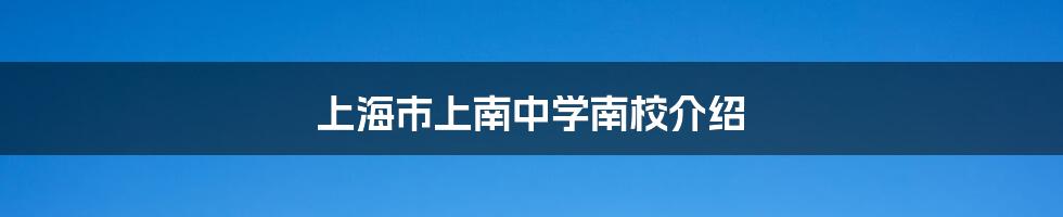 上海市上南中学南校介绍