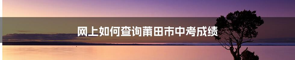 网上如何查询莆田市中考成绩