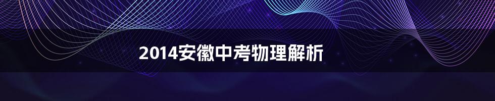 2014安徽中考物理解析