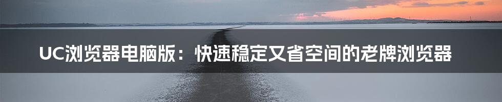 UC浏览器电脑版：快速稳定又省空间的老牌浏览器