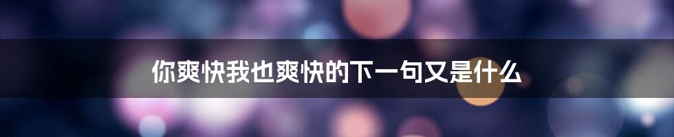 你爽快我也爽快的下一句又是什么