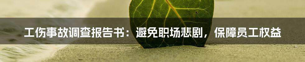 工伤事故调查报告书：避免职场悲剧，保障员工权益