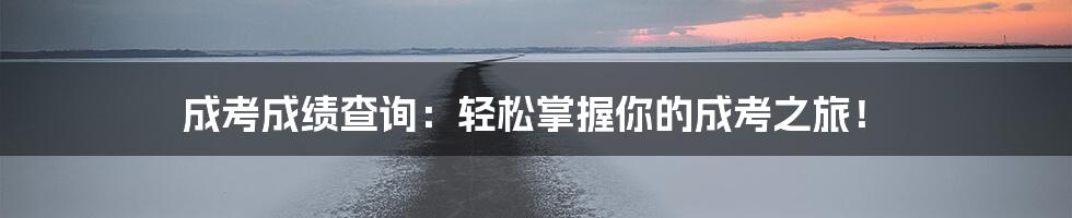 成考成绩查询：轻松掌握你的成考之旅！