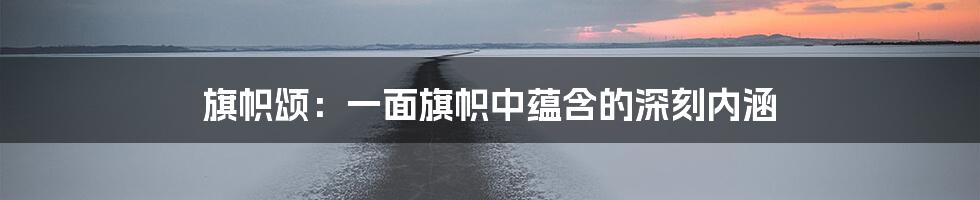 旗帜颂：一面旗帜中蕴含的深刻内涵