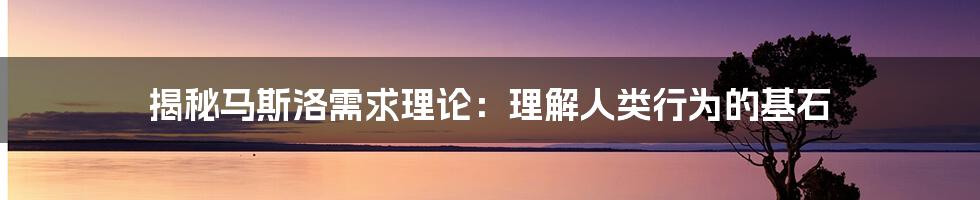 揭秘马斯洛需求理论：理解人类行为的基石