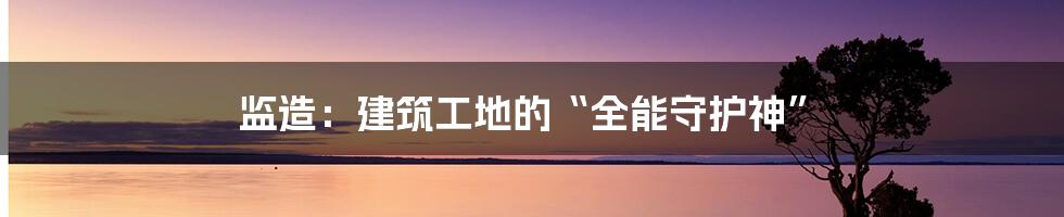 监造：建筑工地的“全能守护神”