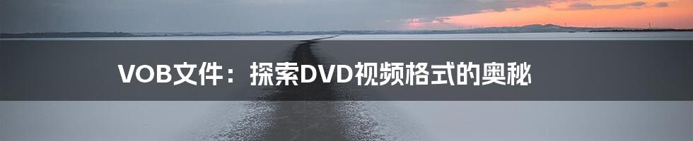 VOB文件：探索DVD视频格式的奥秘