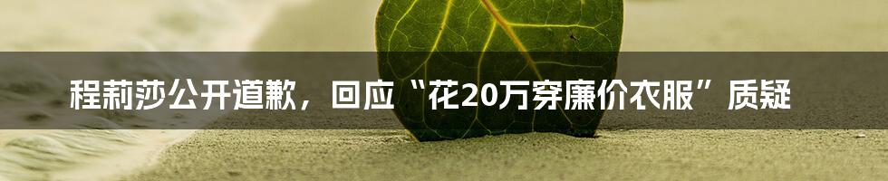 程莉莎公开道歉，回应“花20万穿廉价衣服”质疑