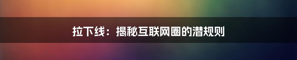 拉下线：揭秘互联网圈的潜规则