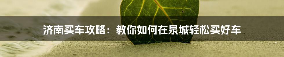 济南买车攻略：教你如何在泉城轻松买好车