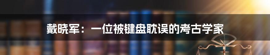 戴晓军：一位被键盘耽误的考古学家