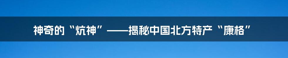 神奇的“炕神”——揭秘中国北方特产“康格”