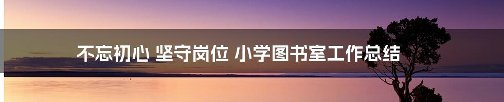 不忘初心 坚守岗位 小学图书室工作总结