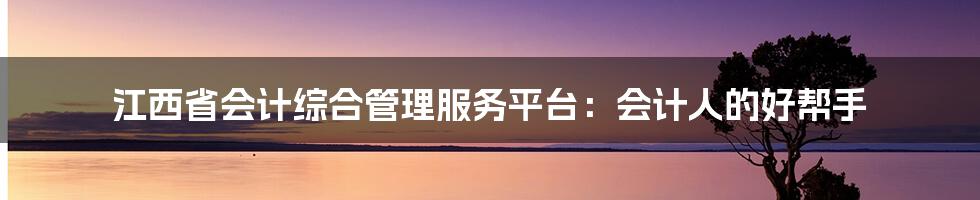 江西省会计综合管理服务平台：会计人的好帮手