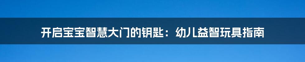 开启宝宝智慧大门的钥匙：幼儿益智玩具指南