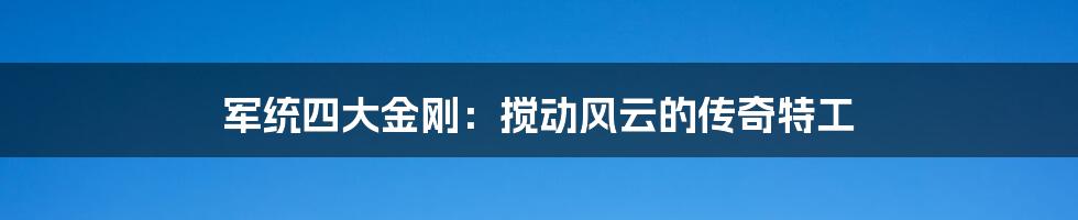 军统四大金刚：搅动风云的传奇特工