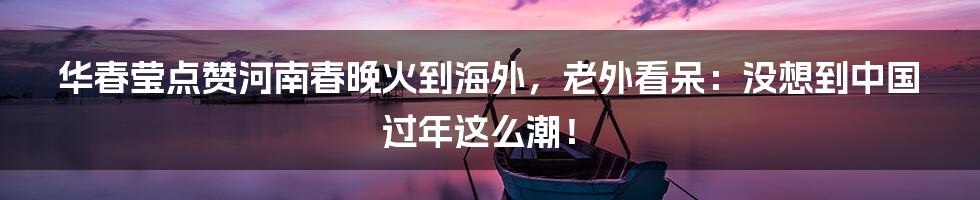 华春莹点赞河南春晚火到海外，老外看呆：没想到中国过年这么潮！