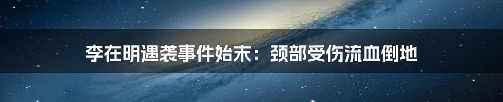 李在明遇袭事件始末：颈部受伤流血倒地