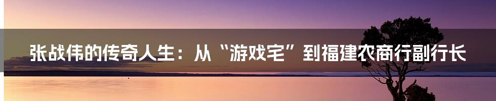 张战伟的传奇人生：从“游戏宅”到福建农商行副行长