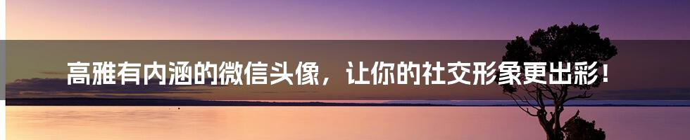 高雅有内涵的微信头像，让你的社交形象更出彩！