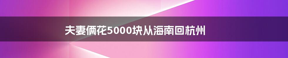 夫妻俩花5000块从海南回杭州