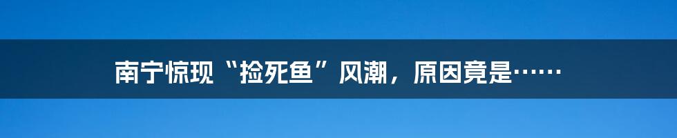 南宁惊现“捡死鱼”风潮，原因竟是……